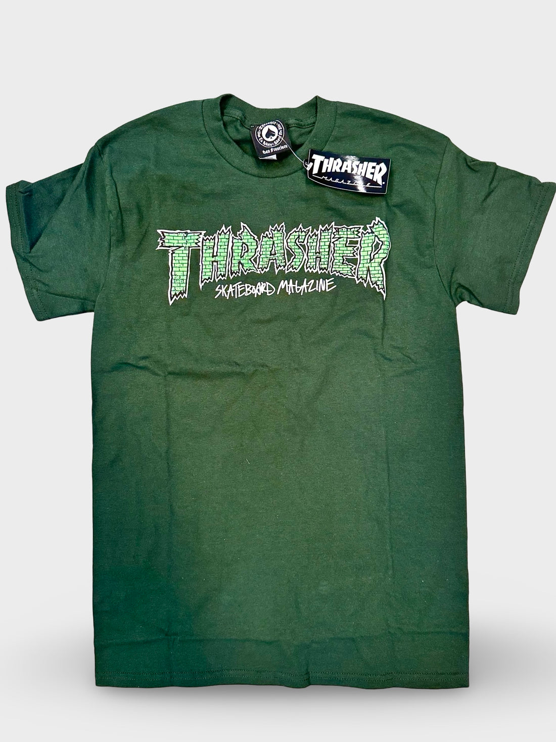 Thrasher Small Brick Forest Tee Green